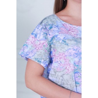 Сорочка  женская       из кулирки     с коротким рукавом  голубая