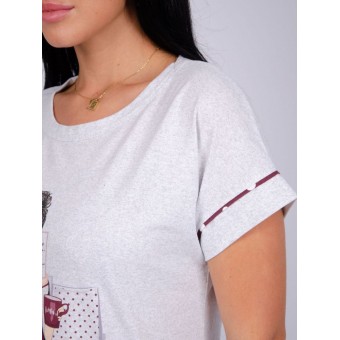 Сорочка  женская       из кулирки     с коротким рукавом  серая