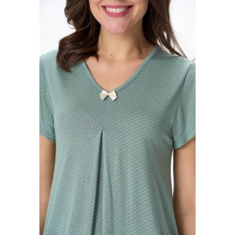 Сорочка  женская       из вискозы     с коротким рукавом  зеленая