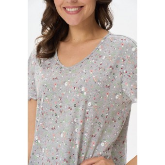 Сорочка  женская       трикотажная     с коротким рукавом  серая