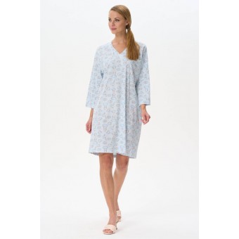 Сорочка  женская       трикотажная     с длинным рукавом  голубая