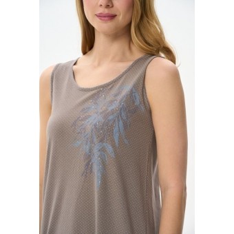 Сорочка  женская       из хлопка     без рукавов  коричневая