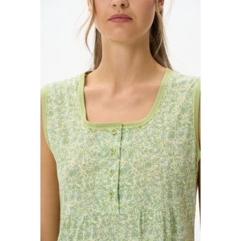 Сорочка  женская       из хлопка     без рукавов  зеленая