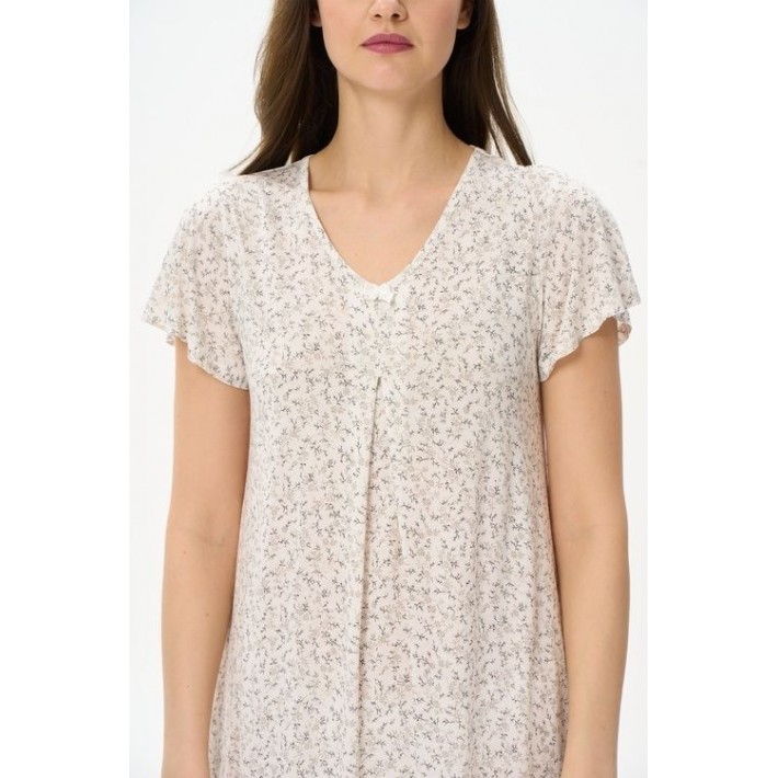 Сорочка женская из вискозы с коротким рукавом бежевая