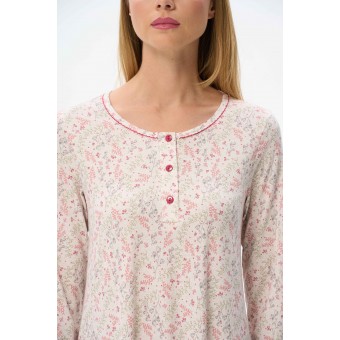 Сорочка  женская       Мелисса     с длинным рукавом  Бежевый, Розовый