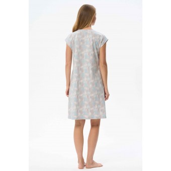 Сорочка  женская       из хлопка     с коротким рукавом  серая