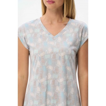 Сорочка  женская       из хлопка     с коротким рукавом  серая