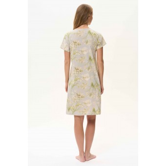 Сорочка  женская       из вискозы, из кулирки     с коротким рукавом  Серый, Зеленый