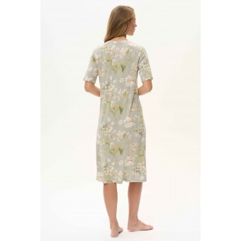 Сорочка  женская       из вискозы     с рукавом 1/2  Серый, Зеленый