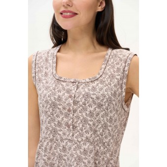 Сорочка  женская       из хлопка     без рукавов  бежевая