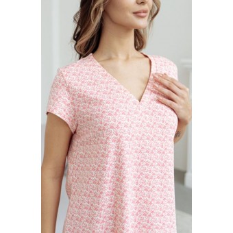 Сорочка  женская       трикотажная     с коротким рукавом  розовая