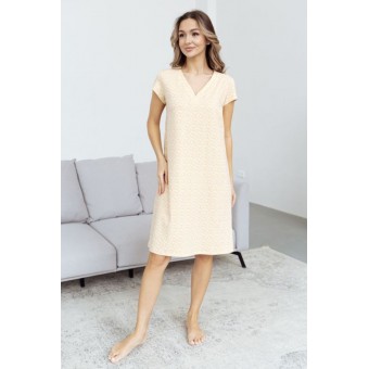 Сорочка  женская       трикотажная     с коротким рукавом  бежевая