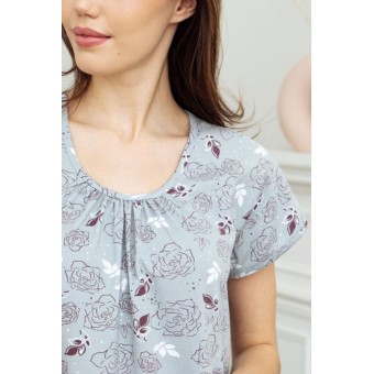 Сорочка  женская       трикотажная     с коротким рукавом  серая