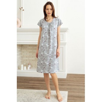 Сорочка  женская       трикотажная     с коротким рукавом  серая