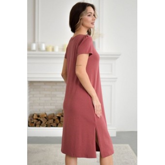 Сорочка  женская       трикотажная     с коротким рукавом  бордовая  Кружево