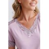 Сорочка женская модал с коротким рукавом фиолетовая Кружево