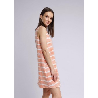 Сорочка  женская       трикотажная     без рукавов  оранжевая  Полоска