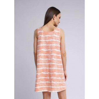 Сорочка  женская       трикотажная     без рукавов  оранжевая  Полоска