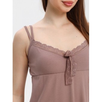 Сорочка  женская       Лапша     на бретелях  коричневая