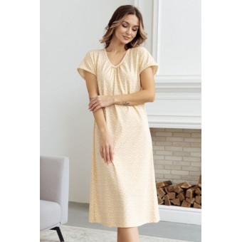 Сорочка  женская       трикотажная     с коротким рукавом  бежевая