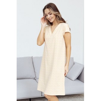 Сорочка  женская       трикотажная     с коротким рукавом  бежевая