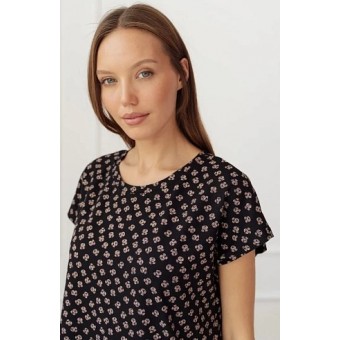 Сорочка  женская       трикотажная     с коротким рукавом  черная