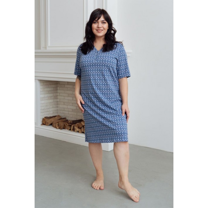 Сорочка женская трикотажная с рукавом 1/2 синяя