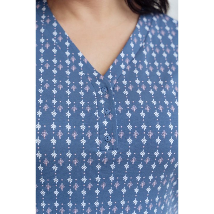 Сорочка женская трикотажная с рукавом 1/2 синяя