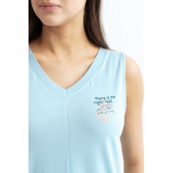 Сорочка  женская       трикотажная     без рукавов  голубая