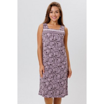 Сорочка  женская       из кулирки     без рукавов  фиолетовая  Цветы Kuzina