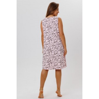 Сорочка  женская       из кулирки     без рукавов  розовая  Цветы Kuzina