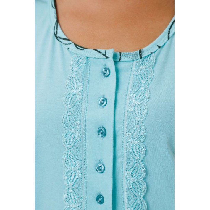 Сорочка женская из кулирки без рукавов голубая Цветы Kuzina