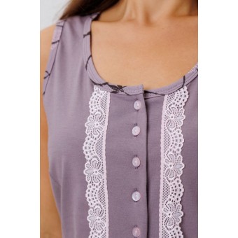 Сорочка  женская       из кулирки     без рукавов  фиолетовая  Цветы Kuzina