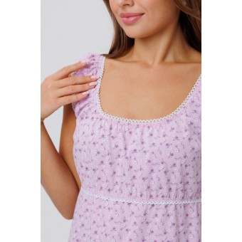 Сорочка  женская       из кулирки     без рукавов  розовая  Горох Kuzina
