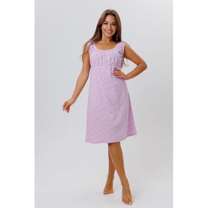 Сорочка женская из кулирки без рукавов розовая Горох Kuzina