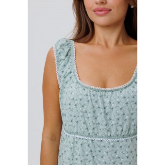 Сорочка  женская       из кулирки     без рукавов  зеленая  Прованс Kuzina