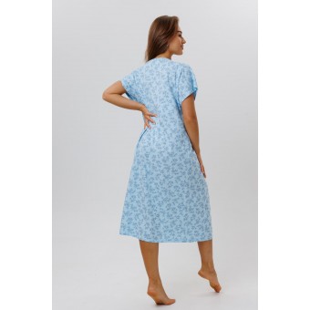 Сорочка  женская       из кулирки     с коротким рукавом  голубая  Прованс Kuzina