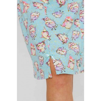 Сорочка  женская       из кулирки     на бретелях  голубая  Птицы Kuzina