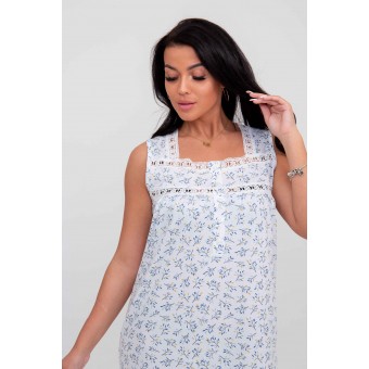 Сорочка  женская       из кулирки     без рукавов  белая  Веточки Kuzina