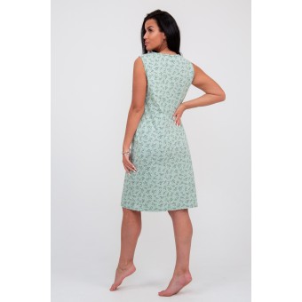 Сорочка  женская       из кулирки     без рукавов  зеленая  Веточки Kuzina