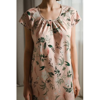 Сорочка  женская       трикотажная     с коротким рукавом  бежевая