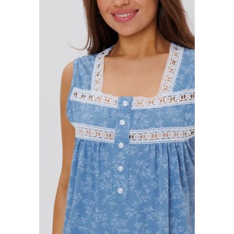 Сорочка  женская       из кулирки     без рукавов  синяя   Kuzina