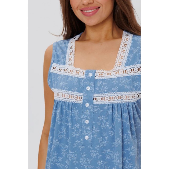 Сорочка женская из кулирки без рукавов синяя Kuzina