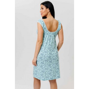 Сорочка  женская       из кулирки     без рукавов  Светло-голубой  Цветы Kuzina