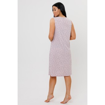 Сорочка  женская       из кулирки     без рукавов  розовая  Цветы Kuzina