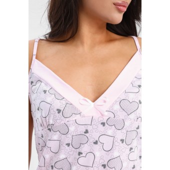 Сорочка  женская       из кулирки     на бретелях    Сердечки Kuzina