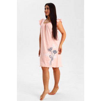 Сорочка  женская       из кулирки     с коротким рукавом    Принт Kuzina