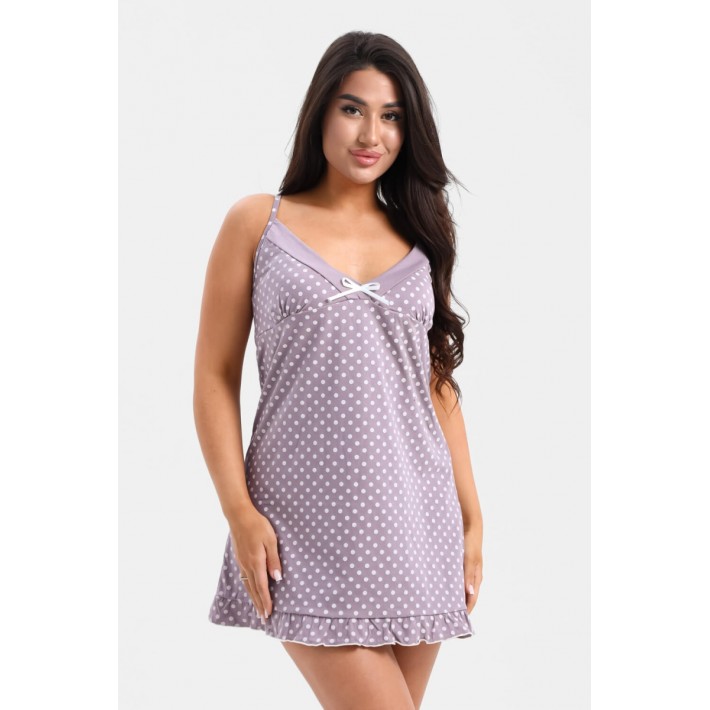 Сорочка женская из кулирки на бретелях Горох Kuzina