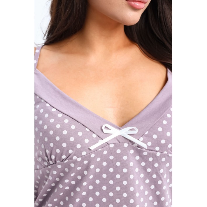 Сорочка женская из кулирки на бретелях Горох Kuzina