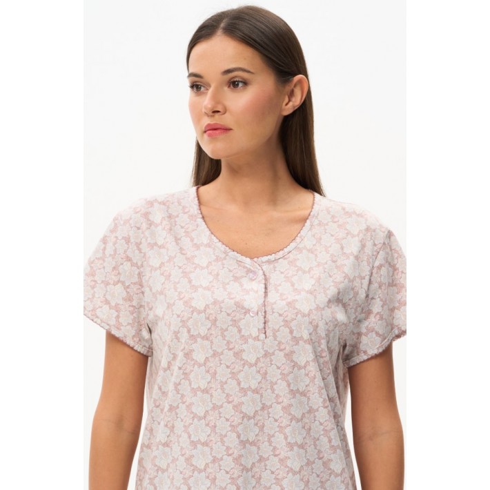 Сорочка женская трикотажная с коротким рукавом бежевая